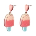 thumbnail image 1 of BNNG Retro School Days Stud Earrings Summer Ice Girly Cute Earrings Pink Ice Fun Acrylic Ear Clips Hammered Metal Hoop Earrings Elegant Minimalist Earrings For Women, 1 of 7
