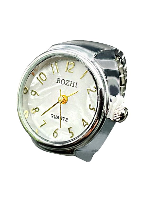Ring Watch for Women and Men- Elastic Round Quartz Finger Ring Watch for Christmas Birthday Roman Numeral Design Vintage Watch Clock Ring Real Watch Ring