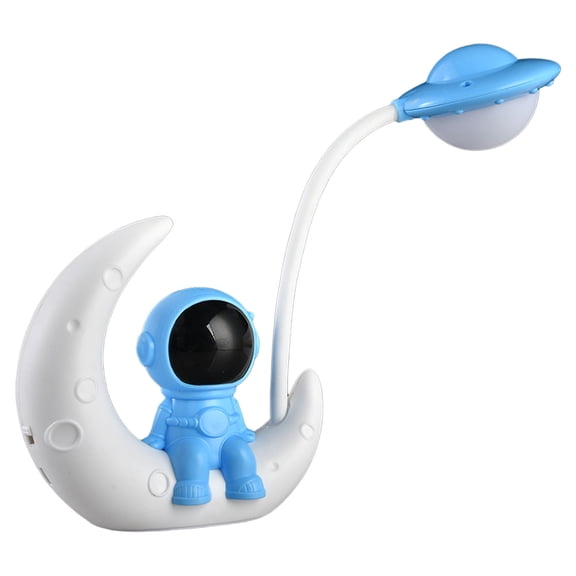 BNNG Room Decor Desk Lamp Night Light, Cartoon Spaceman Astronaut Eye Desk Lamp Cartoon Moon Lamp Led Learning Eye Rechargeable Desk Lamp Wireless Bedside Lamp Cute Creative Children Night Lamp