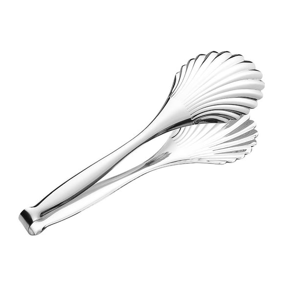 BNNG Scalloped Shell Shape Buffet Serving Tongs Stainless Steel Chef Food BBQ Serving Utensils BBQ Sausage Turning Tongs, Sausage Turning Tongs, Multipurpose Gripper Bread Clip/Steak Clamps