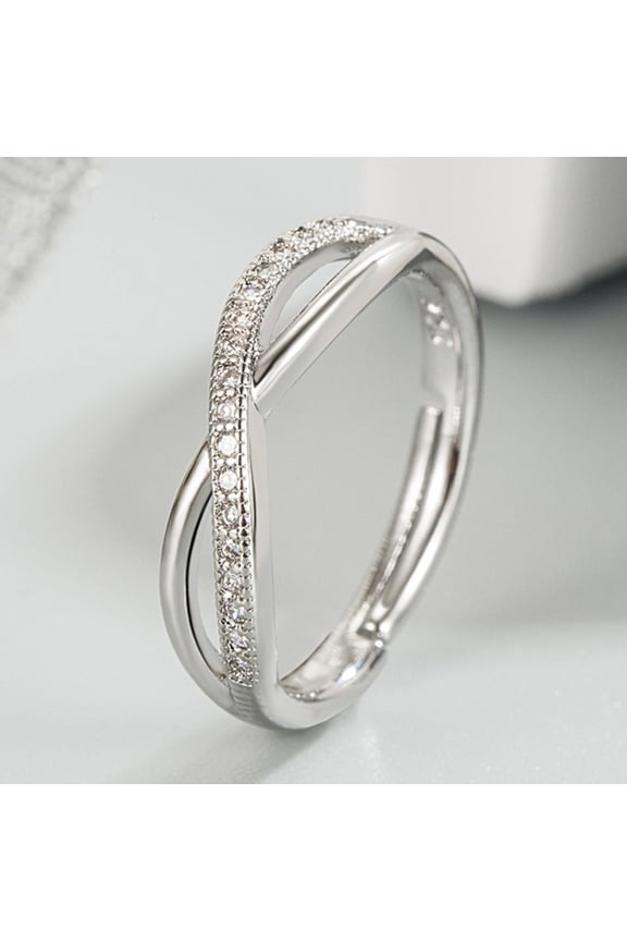 Silver Adjustable Ring Silver Rings for Women Cubic Zirconia Twist Love Knot Dainty Ring Silver Minimalist Open Finger Rings Silver Thumb Sterling Silver Ring Adjustable Thumb Ring