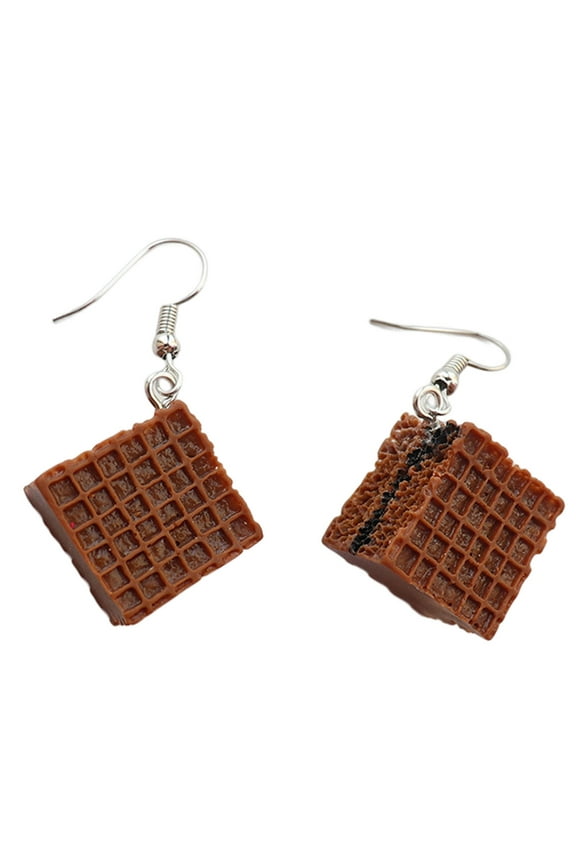 Simple Yet Stylish Charm Earrings Chocolate Cookie Earrings Creative And Personalized Cake Dessert Hooks(1 Pair ) Minimalist Threader Earrings Classic Minimalist Bar Earrings