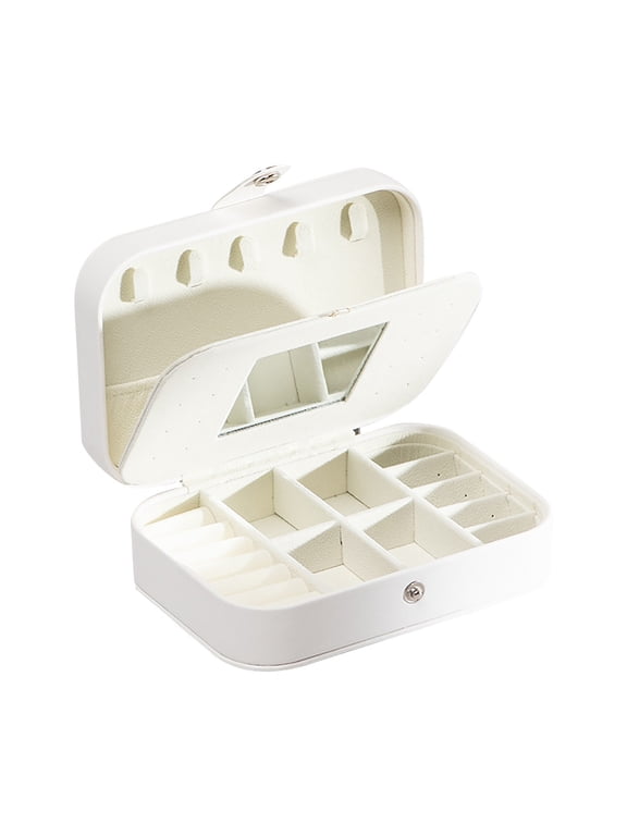 Small Jewelry Box Necklace Ring Storage Organizer Mini Jewelry case Double Layer Travel Jewelry Organizer for Women Girls Gift Jewelry Storage Box