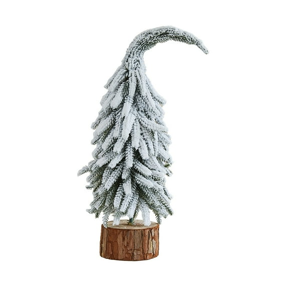 BNNG Snow Tabletop Christmas Trees, Snow Flocked Mini Tabletop Pine Trees with Wooden Base,Artificial Desk Christmas Trees for Xmas Holiday Home Party Table Decorations
