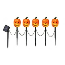 BNNG Solar Halloween Pumpkin LED Lights, Set of 5 Big Pumpkin Stake Lights Orange Jack-O-Lantern Pumpkins Swaying Light for Outdoor Halloween Pathway Yard Garden Decoration