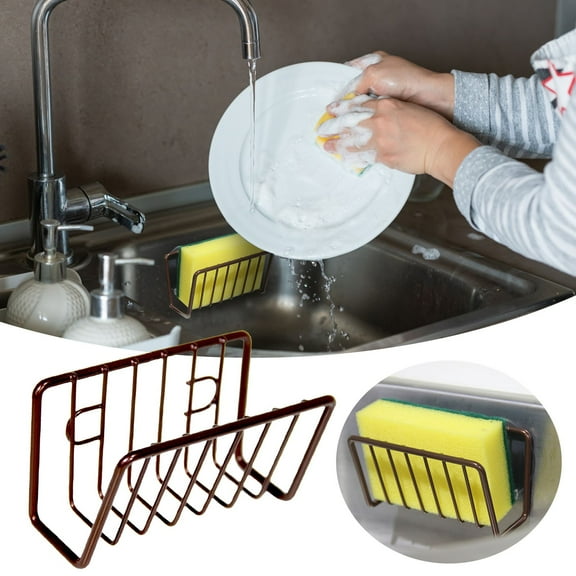 BNNG Sponge Rack Perforated Domestic Sink Drain Rack Table Top Sink Storage Rack Dish Drying Rack Shelf Holder for Sink Corner Storage