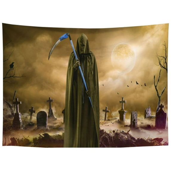 BNNG Spooky Halloween Tapestry Horror Pumpkin Haunted House Wall Tapestry for Bedroom Dead Tree in Scary Forest Tapestries Wall Hanging for Living Room College Dorm Wall Decor,59 x51 inches