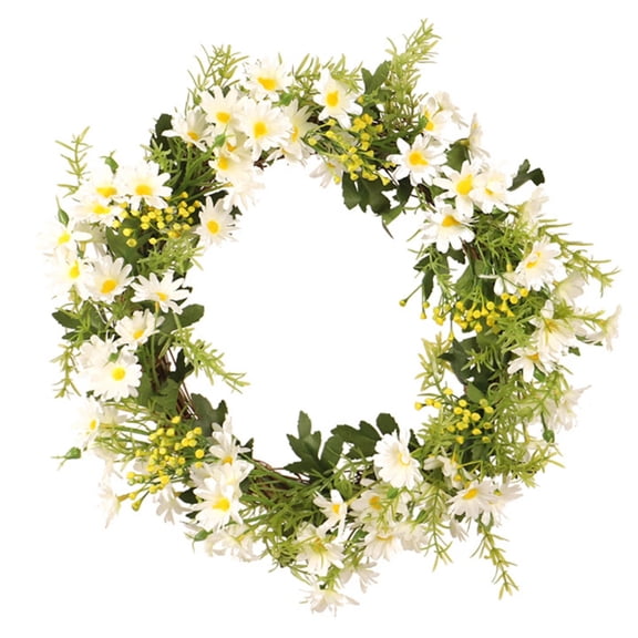 BNNG Spring Floral Wreath for Front Door - Artificial Flower All Season Welcome Garland, Wildflower Spring Summer Artificial Silk Wreath,Porch Wall Hanging Home Decor Faux Greenery Arrangement
