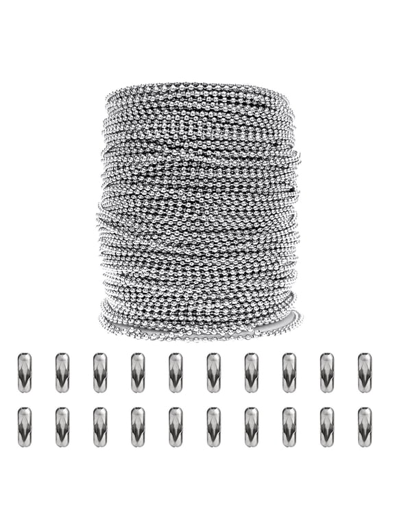 Stainless Steel Ball Chain, Necklace Chain Ball Bead, 10M Bead Chain Ball Chain Bulk Bead Chain with 20 Pcs Matching Connectors Clasps for Necklace Hanging, DIY Crafts, 2.0mm Diameter