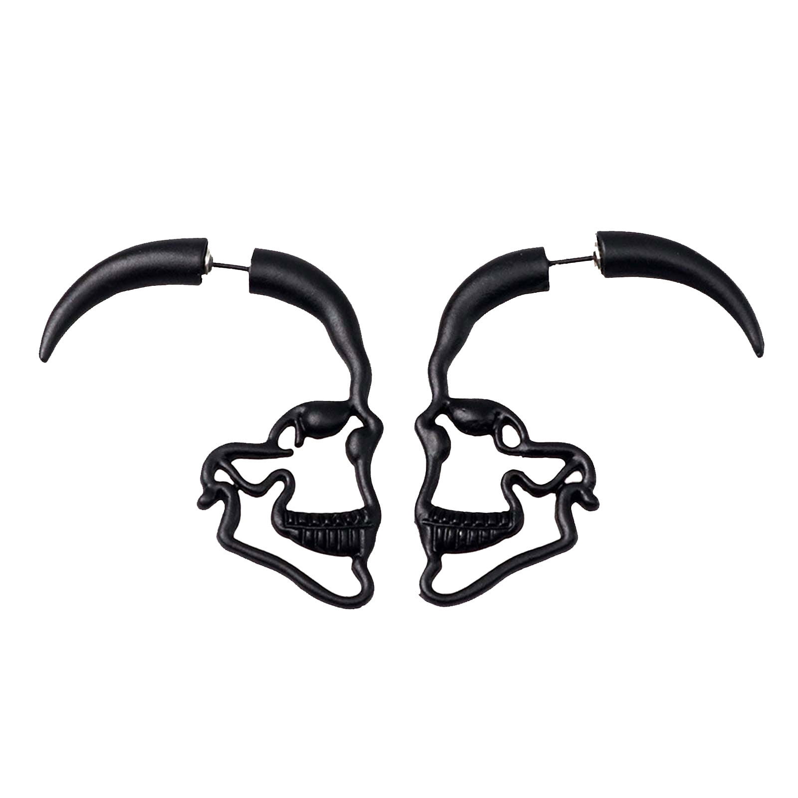 555Jewelry Stainless Steel Skull Hoop Earrings - Unisex Dangle Huggie Earrings With Charm