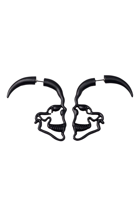 Stainless Steel Punk Y2K Black Dangle Earrings for Men, Axe Skull Screw Huggie Hoop Long Chain Piercing Hoop Earrings Set for Unisex Earrings for Women Skull Shape Stud Earring For Women Men