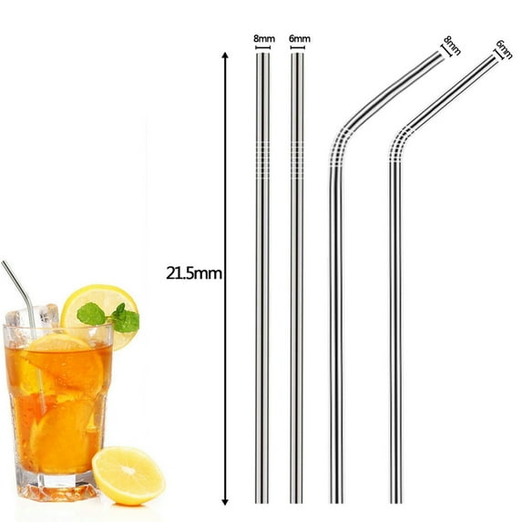 BNNG Stainless Steel Smoothie Straws, Reusable Metal Drinking Straws for Milkshake, Smoothie, Beverage, Set of 4 Long Stainless Steel Metal Drinking Straws Fits 20 Oz & 30 Oz Cups Reusable
