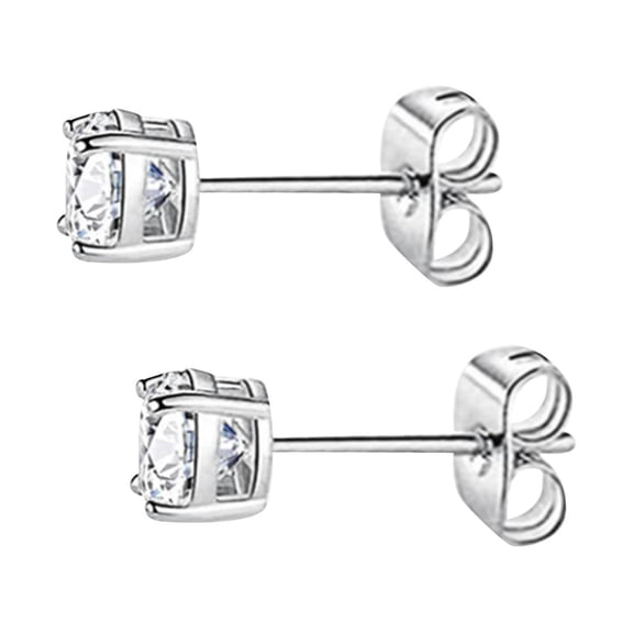 BNNG Statement Cubic Zirconia Earrings Minimalist Metal Ear Studs Brilliant Round Cut Solitaire Style Cubic Zirconia Earring Stud For Women Modern Geometric Earrings Classic Minimalist Bar Earrings