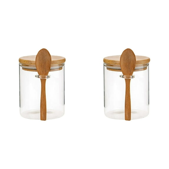 BNNG Storage tank Spice Jars, Overnight Oats Containers with Airtight Lid and Spoon, Decorative Kitchen Canisters Set, Glass Storage Containers for Coffee, Tea, Sugar, Spice, Bath Salt