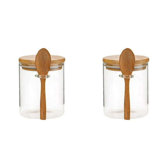 BNNG Storage tank Spice Jars, Overnight Oats Containers with Airtight Lid and Spoon, Decorative Kitchen Canisters Set, Glass Storage Containers for Coffee, Tea, Sugar, Spice, Bath Salt