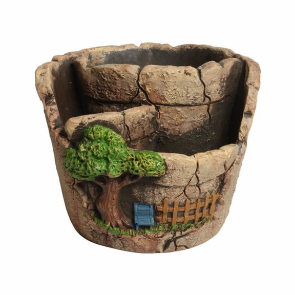 BNNG Succulent Planter Bonsai Flower Pot Cement Fleshiness Flowerpot Creative Flower Container For Home Garden Balcony Decor Large Rough Pottery Succulent Planter with Drainage Hole