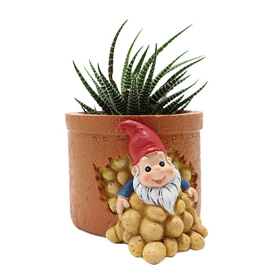 BNNG Succulent Pots with Drainage Gnomes Statues Planter, Indoor Plant Pots, Dwarfs Elf Flower Pots for Garden Home Decor and Office Desk Decoration