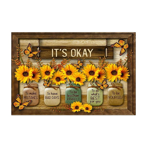 BNNG Sunflower Bathroom Painting Wall Art Farmhouse Sunflowers Butterflies Pictures Bathroom Decor Country Flower Canvas Painting for Living Room Kitchen Bedroom 7.9x12inch
