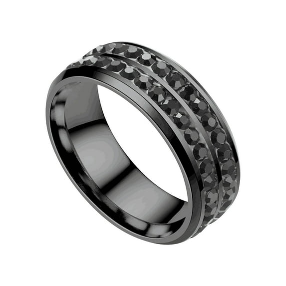 BNNG Titanium Steel Double Diamond Ring Korean Style Fashion Stainless Steel Diamond Couple Ring Women Band Rings Titanium Steel Anxiety Rings for Women Men