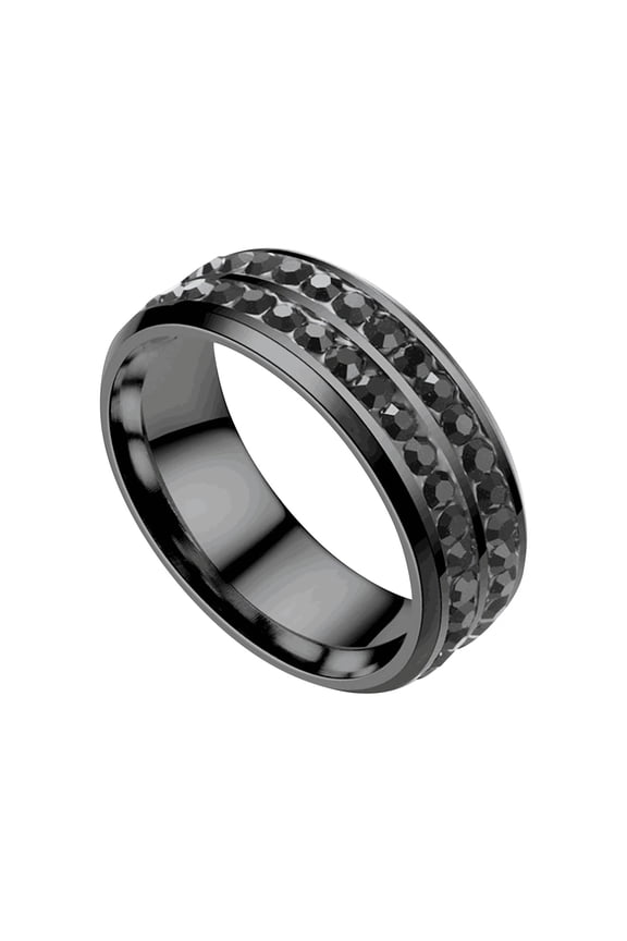 Titanium Steel Double Diamond Ring Korean Style Fashion Stainless Steel Diamond Couple Ring Women Band Rings Titanium Steel Anxiety Rings for Women Men