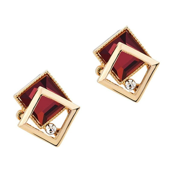 BNNG Trendy Geometric Ear Studs Minimalist Metal Ear Studs Square Geometric Earrings For Women Wedding Rhinestone Earring Gold Color Dangle Earrings Boho Feather Earrings