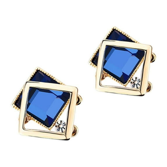 BNNG Trendy Geometric Ear Studs Minimalist Metal Ear Studs Square Geometric Earrings For Women Wedding Rhinestone Earring Gold Color Dangle Earrings Boho Feather Earrings
