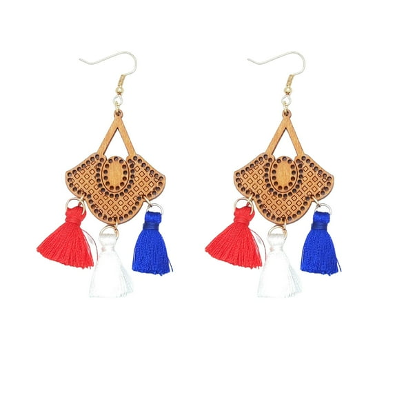 BNNG Trendy Tassel Drop Earrings Independence Day Earrings With Red White Blue Flag Creative Festival Memorabilia Accessories Rose Gold Drop Earrings