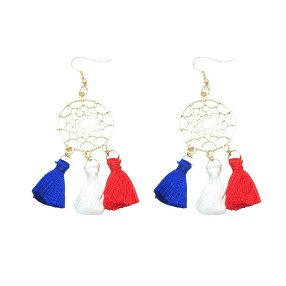 BNNG Trendy Tassel Drop Earrings Independence Day Earrings With Red White Blue Flag Creative Festival Memorabilia Accessories Rose Gold Drop Earrings