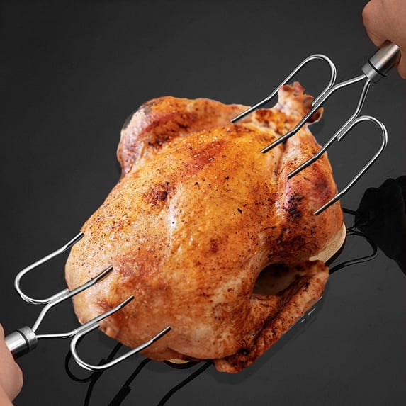 BNNG Turkey Lifting Forks, Meat Forks, Strong Endurance Stainless Steel Poultry Chicken Fork, Ultra-Sharp Roast Ham Forks. Easily Lift, Handle Meats - Essential for BBQ & Thanksgiving Pros