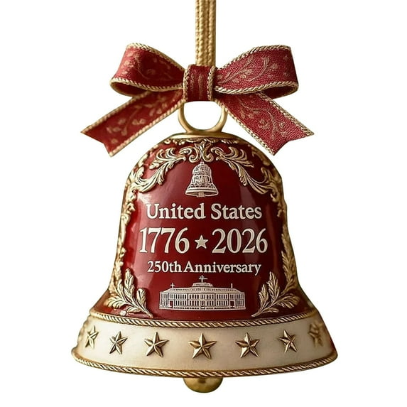BNNG USA 250th Anniversary Bell Shaped Pendant - 2D Acrylic Flat Ornament with Patriotic Theme,Creative Decoration for July 4th Celebration and Historical Events,Christmas Tree,Collectors Gift