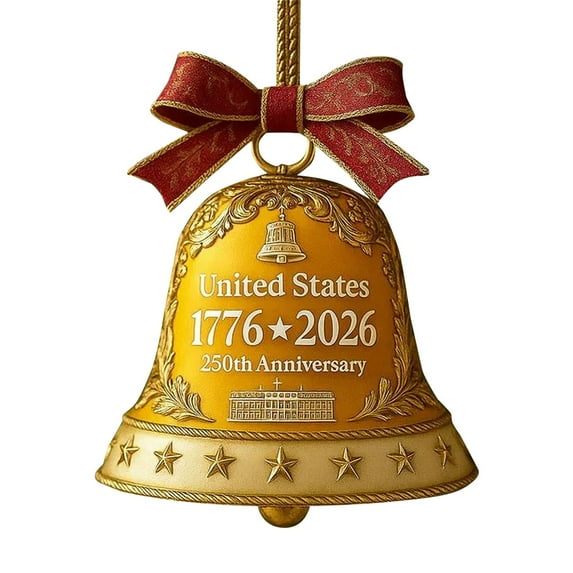 BNNG USA 250th Anniversary Bell Shaped Pendant - 2D Acrylic Flat Ornament with Patriotic Theme,Creative Decoration for July 4th Celebration and Historical Events,Christmas Tree,Collectors Gift