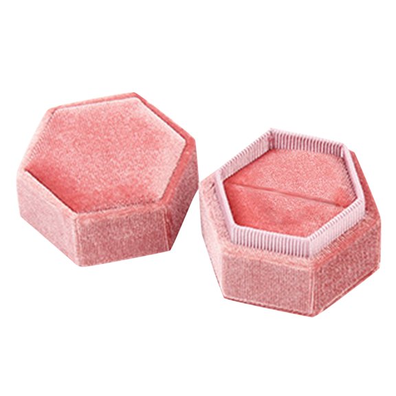 BNNG Velvet Ring Box - Vintage Hexagon Premium Jewelry Display Holder Gift Box with Detachable Lid for Wedding Ceremony Proposal Engagement Gorgeous Antique Jewelry Ring Box