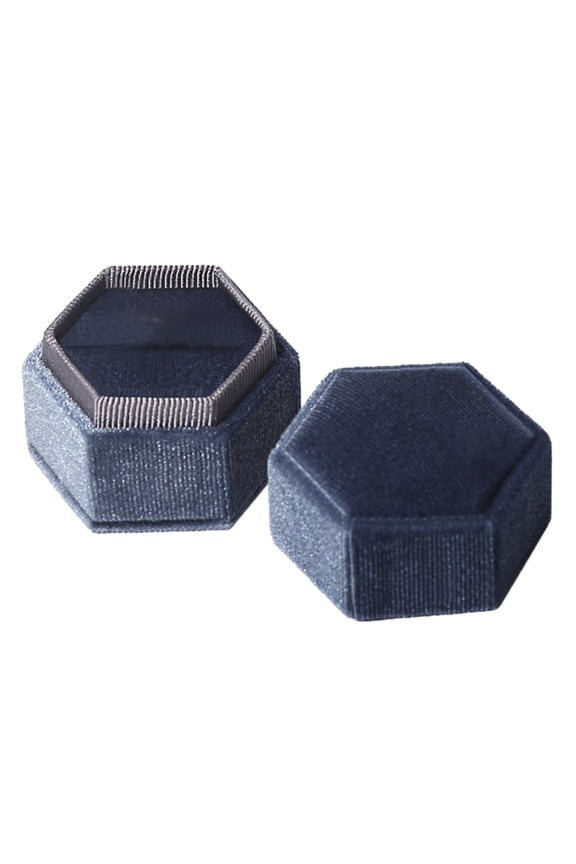 Velvet Ring Box - Vintage Hexagon Premium Jewelry Display Holder Gift Box with Detachable Lid for Wedding Ceremony Proposal Engagement Gorgeous Antique Jewelry Ring Box