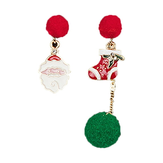 BNNG Vintage Christmas Earrings Christmas Stocking Earrings Christmas Asymmetrical Earrings Santa Claus Tree Snowman Elk Bell Stud Earrings Chritmas Glamour Earrings