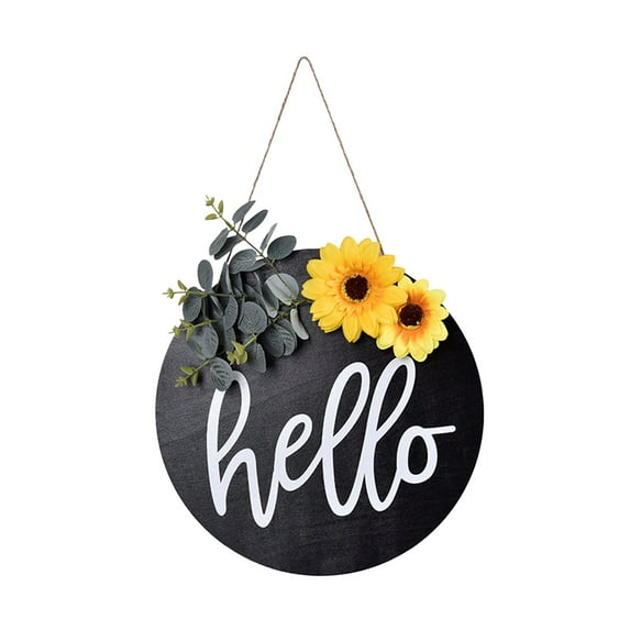 BNNG Welcome We Hope You Like Dogs Farmhouse Door Sign for Front Door Porch Decor Φ30cm Round Wooden with Eucalyptus Leaves Hanging Housewarming Home Decor for Dogs Lovers Gift