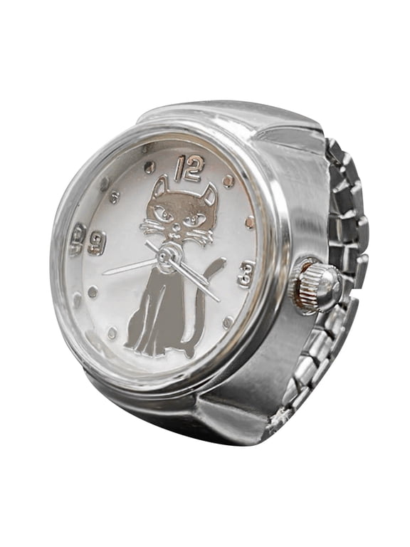 Women Men Finger Watch Vintage Ring Watch Round Quartz Analog Finger Ring Watch for Birthday Graduation Vintage Watch Clock Ring Trendy Ring Adjustable Ring Fashion Watch Jewelry Trendy Ring