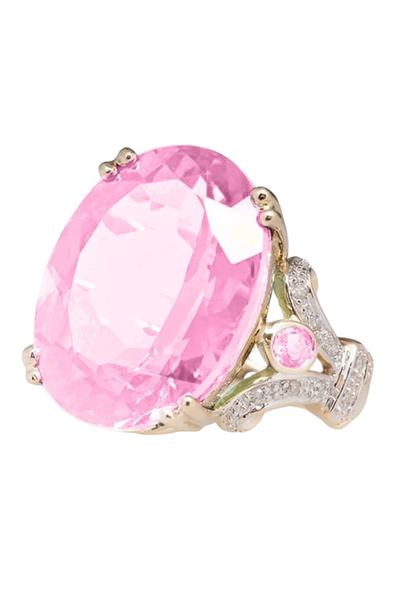 Women Ring Pink Gemstone Vintage Ring Women Jewelry Women's Fashion Goose Egg Diamond Ring Women'S Solitaire Rings