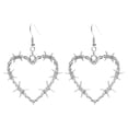 thumbnail image 1 of BNNG Women'S Romantic Heart-Shaped Ear Chains Gothic Wire Heart Earrings Gold Silver Heart Thorn Earrings Punk Large Heart Earrings Metal Mesh Dangle Drop Earrings Jewelry For Women And Men, 1 of 9