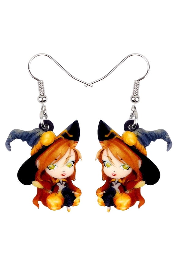 Women'S Witchy Halloween Earrings Love Acrylic Halloween Witch Pumpkin Earrings Large Long Pendant Womens Girls Holiday Jewelry Gift Charms Women'S Witchy Halloween Earrings