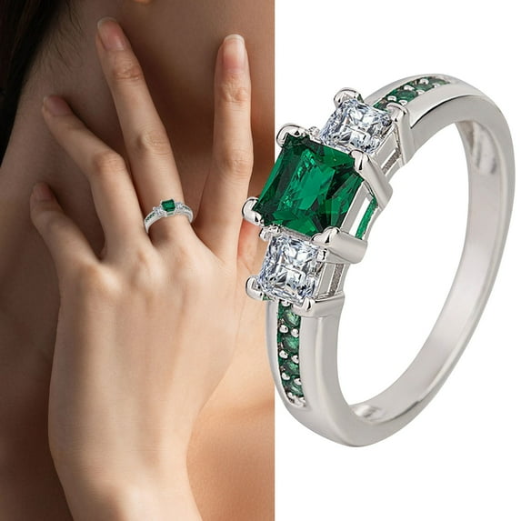 BNNG Women's Elegant Vintage Premium Sense of Temperament Pairing Open Rings Adjustable Mother's Day Gift Silver Ring for Women Birthstone Ring for Women Anniversary Wedding Promise Ring