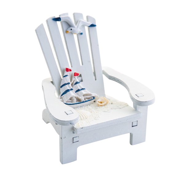 BNNG Wooden Handmade Mini Chair Ornament Beach Chair Home Decor Nautical Decoration for Bathroom Bedroom Decor Home Decor Article Home Office Desk, Creative Cute Ornament