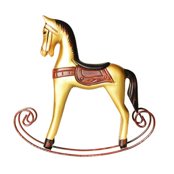 BNNG Wooden Rocking Horse Crafts, Vintage Decor Vintage Figurine Woodsy Decor Wooden Crafts Retro Decor Book Shelf Decor Desk Topper Wood Room Decorations Wavering Wooden Horse