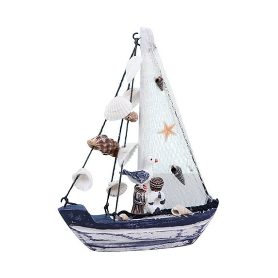 BNNG Wooden Sailing Boat Model Mini, Handmade Vintage Nautical Wood Sailing Boat Decoration for Table Ornament, Photo Props, Beach Ocean Theme Party and Room Decor Sailboat Ornament