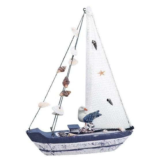 BNNG Wooden Sailing Boat Model Mini, Handmade Vintage Nautical Wood Sailing Boat Decoration for Table Ornament, Photo Props, Beach Ocean Theme Party and Room Decor Sailboat Ornament