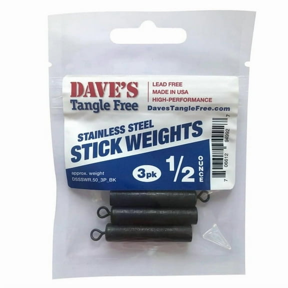 BNR Tackle Dave's Tangle Free Steel Stick Weights, 1/2oz