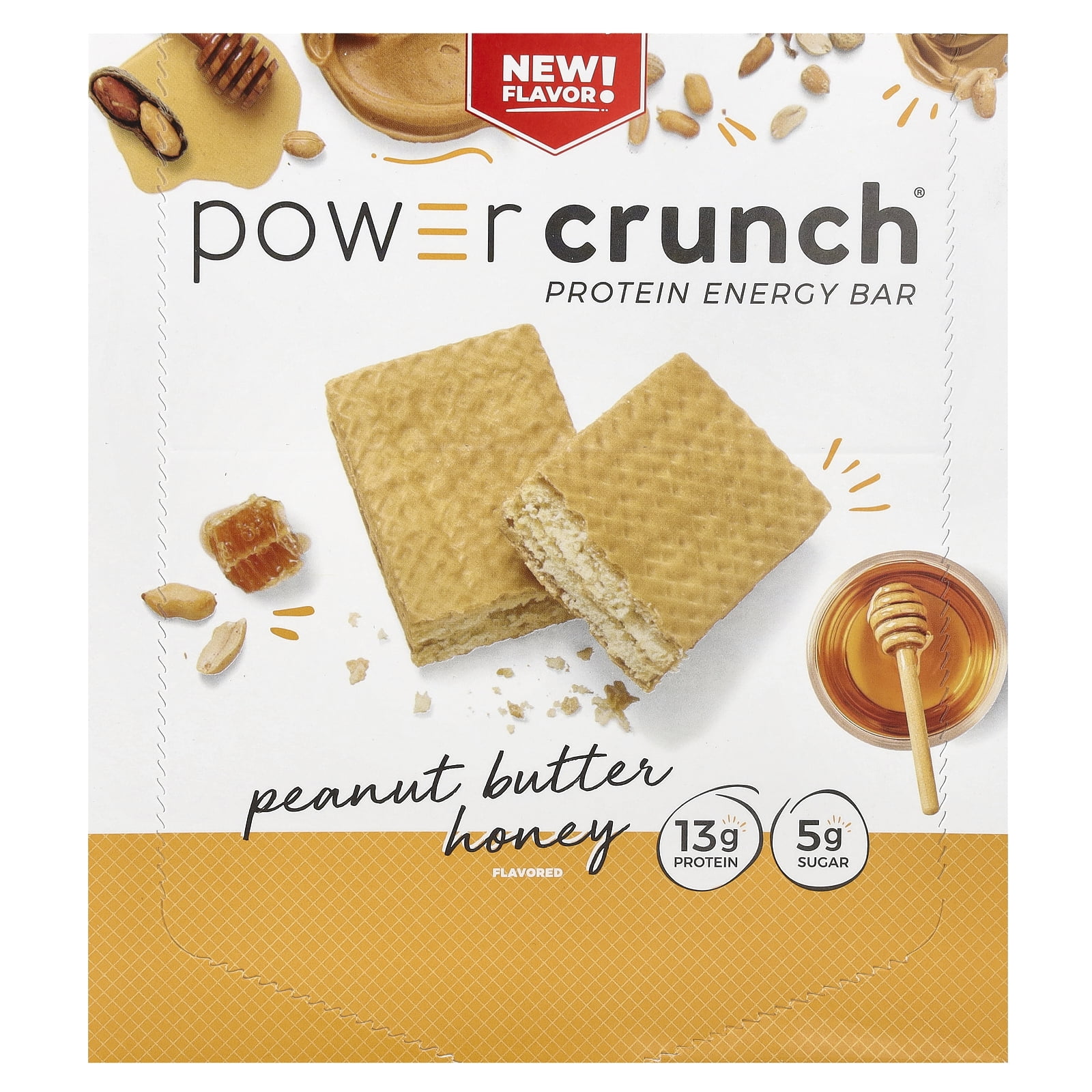 BNRG Power Crunch Protein Energy Bar, Peanut Butter Honey, 12 Bars, 1.4 oz (40 g) Each