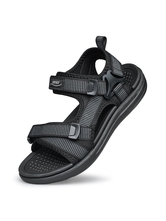 Boys Sandals Open Toe Lightweight Water Sports Beach Summer Shoes for Little Big Kid Black