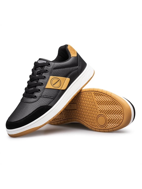 Men's Fashion Skate Sneakers Comfortable Lace-up Casual Shoes Black