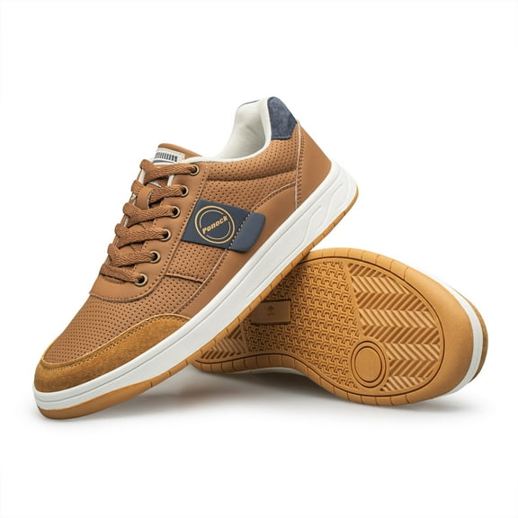 BNRSHOE Men's Fashion Skate Sneakers Comfortable Lace-up Casual Shoes Brown