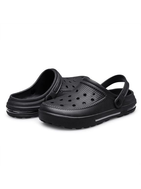 Mens Clogs Slip-on Garden Shoes Comfortable Sandals Lightweight Slippers Beach Shoes Black